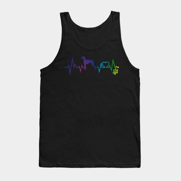 Sloughi  Colorful Heartbeat, Heart & Dog Paw Tank Top by kimoufaster